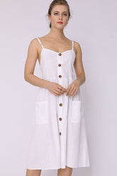 Gesmoktes Kleid mit Spaghettiträgern und Taschen